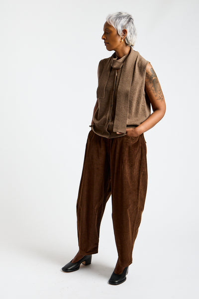Merino Wool Lace Waistcoat in Taupe