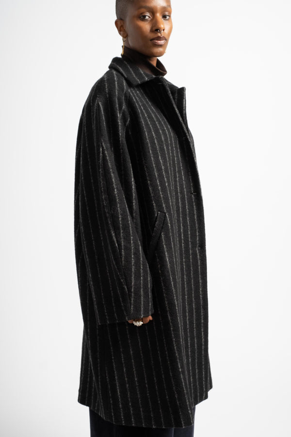 Virgin Wool Striped Coat