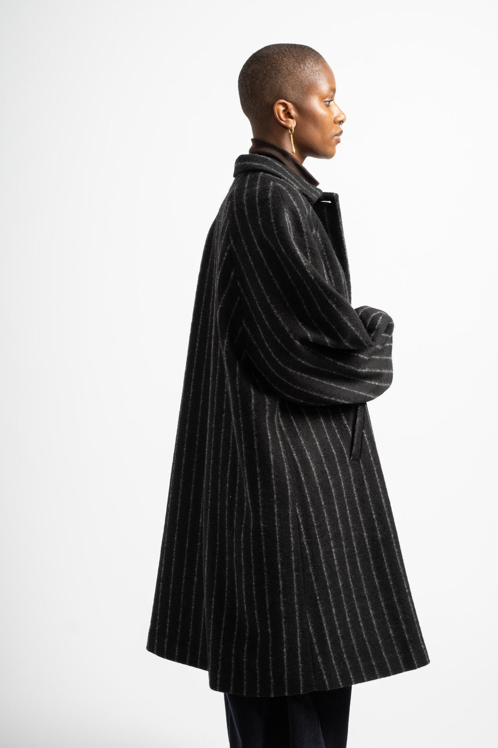 Virgin Wool Striped Coat