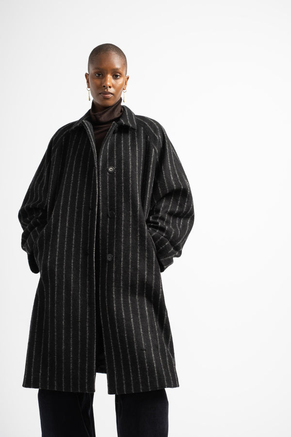 Virgin Wool Striped Coat