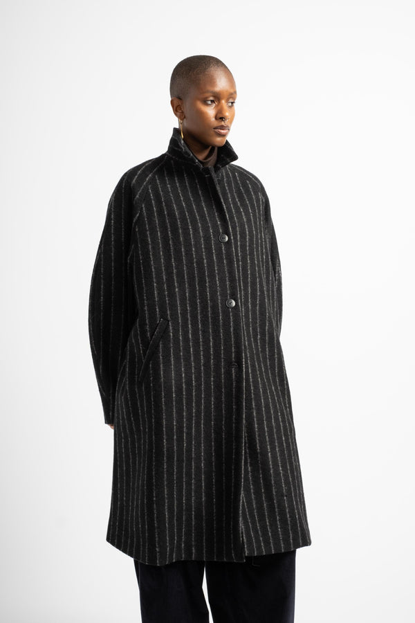 Virgin Wool Striped Coat