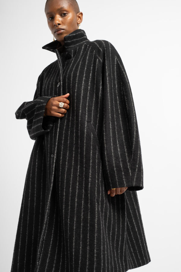 Virgin Wool Striped Coat