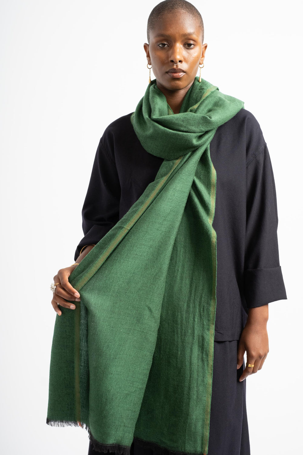 Woven Plain Stole in Emerald