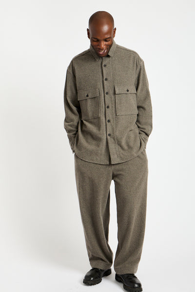 Big Shirt Brushed Wool + Cashmere in Mid-Grey