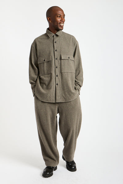 Big Shirt Brushed Wool + Cashmere in Mid-Grey