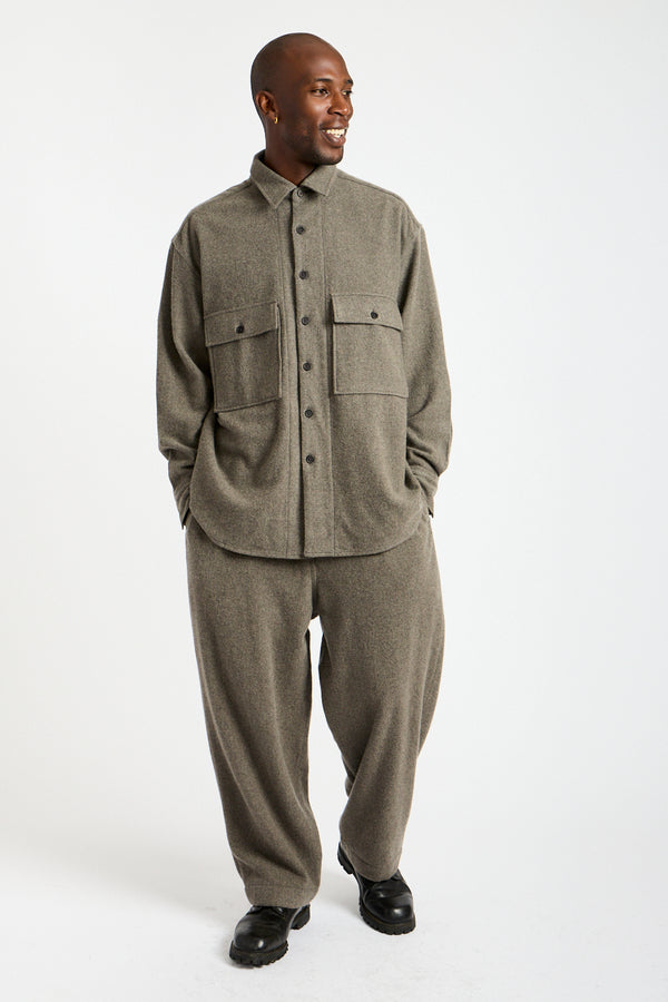 Big Shirt Brushed Wool + Cashmere in Mid-Grey