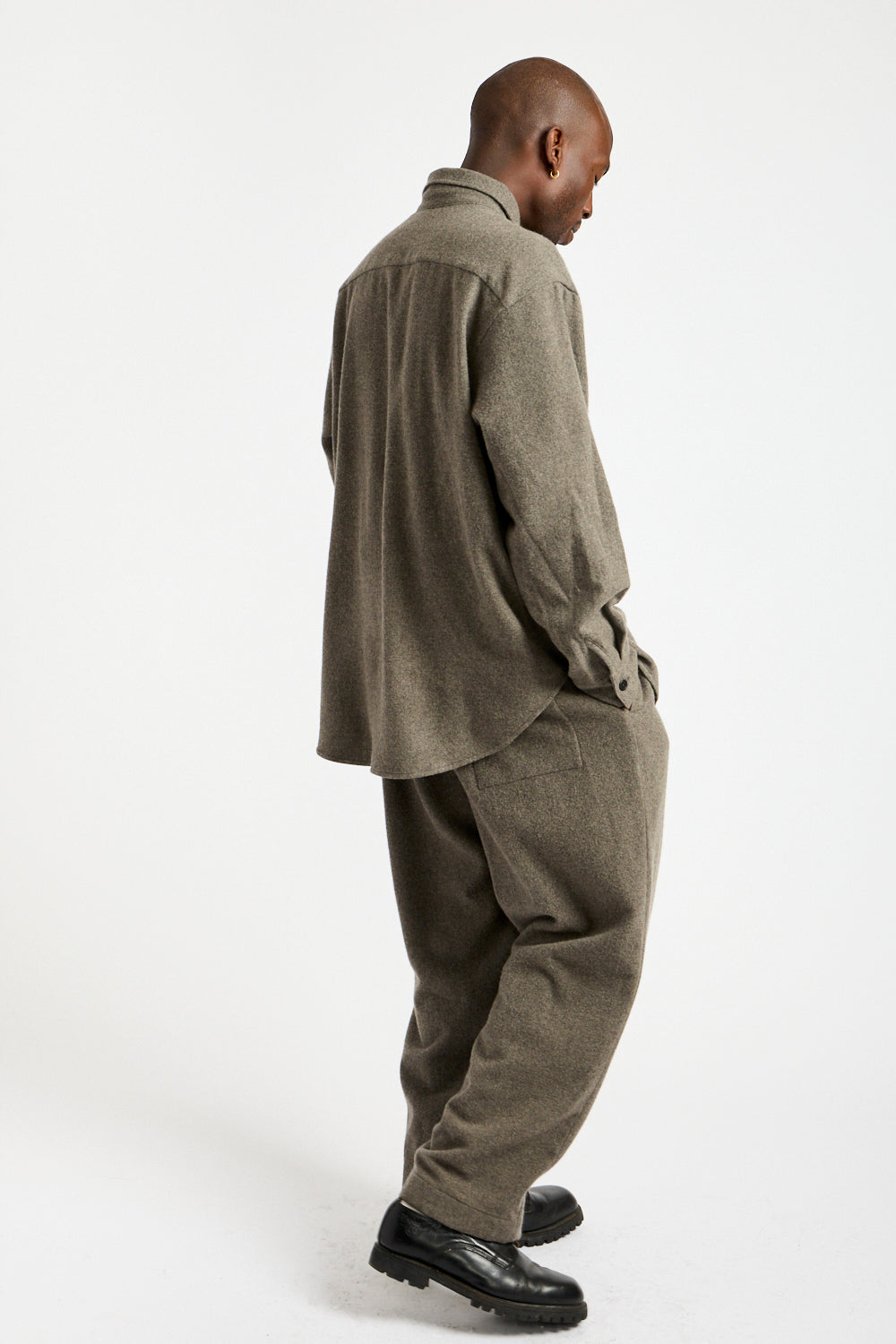 Big Shirt Brushed Wool + Cashmere in Mid-Grey