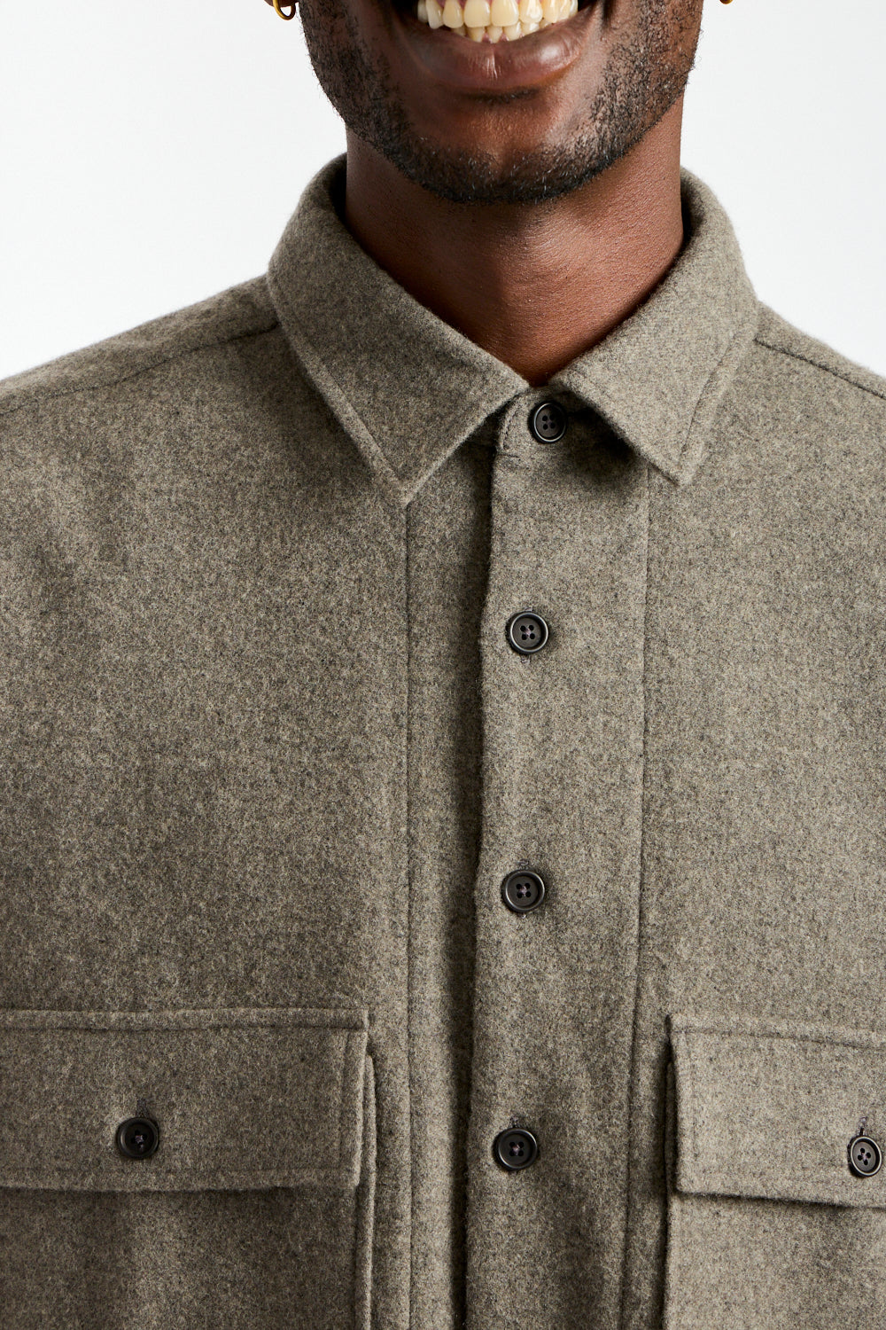 Big Shirt Brushed Wool + Cashmere in Mid-Grey