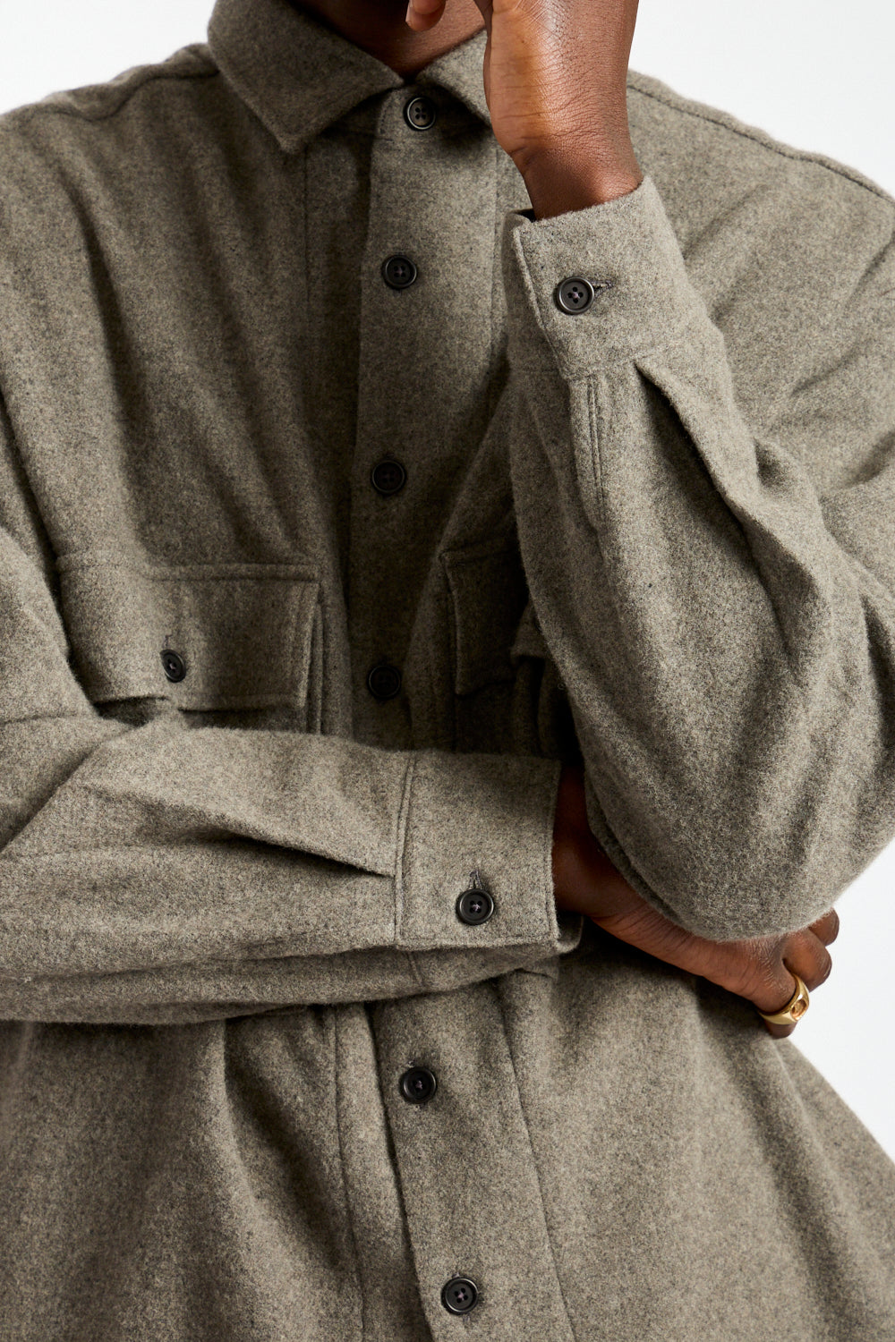 Big Shirt Brushed Wool + Cashmere in Mid-Grey