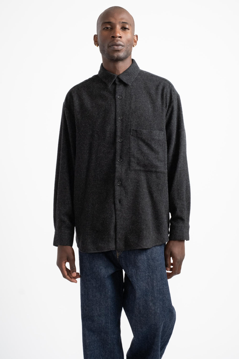 Big Shirt Two in Brushed Cashmere Wool Charcoal