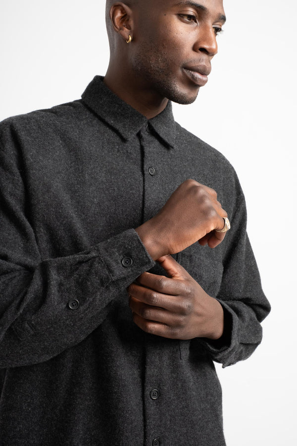 Big Shirt Two in Brushed Cashmere Wool Charcoal