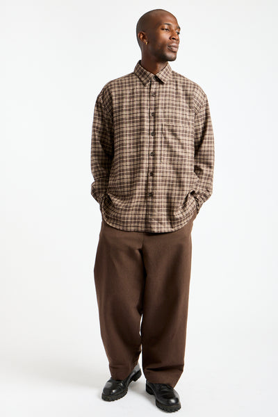 Big Shirt Two Irish Wool Flannel in Brown + Beige