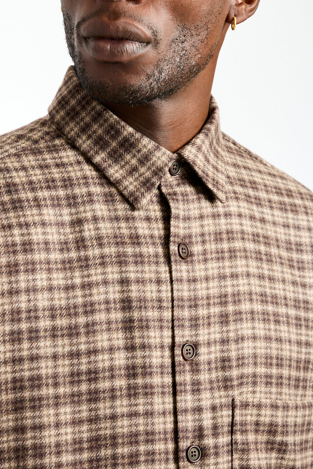 Big Shirt Two Irish Wool Flannel in Brown + Beige
