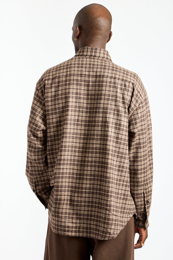 Big Shirt Two Irish Wool Flannel in Brown + Beige