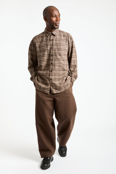 Big Shirt Two Irish Wool Flannel in Brown + Beige