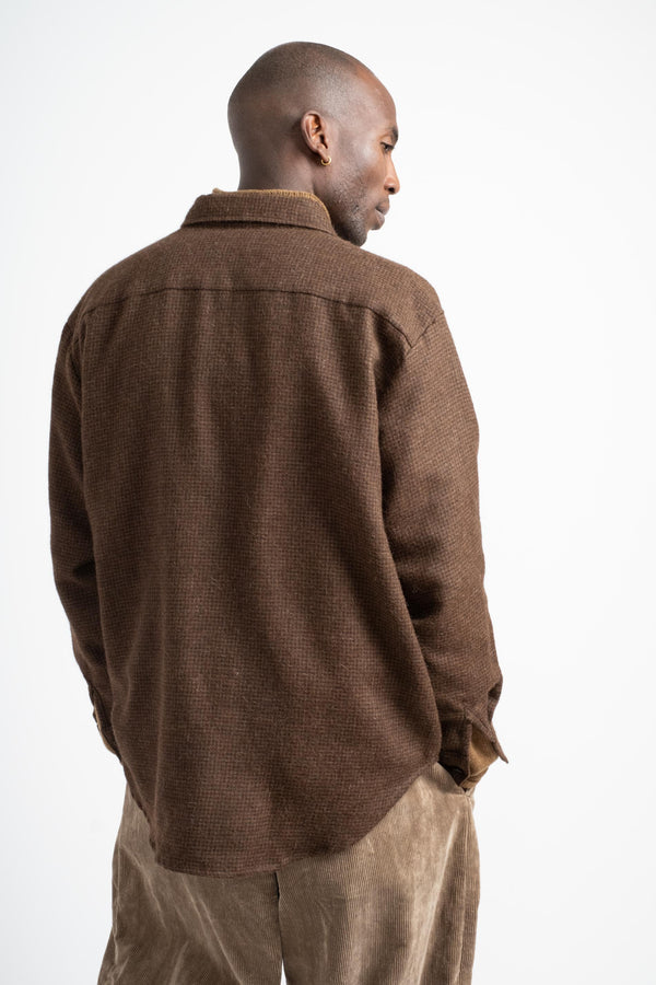 Big Shirt in Undyed Brown Alpaca Houndstooth