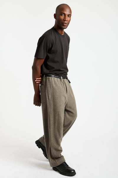 Elastic Pant Brushed Wool + Cashmere in Mid-Grey