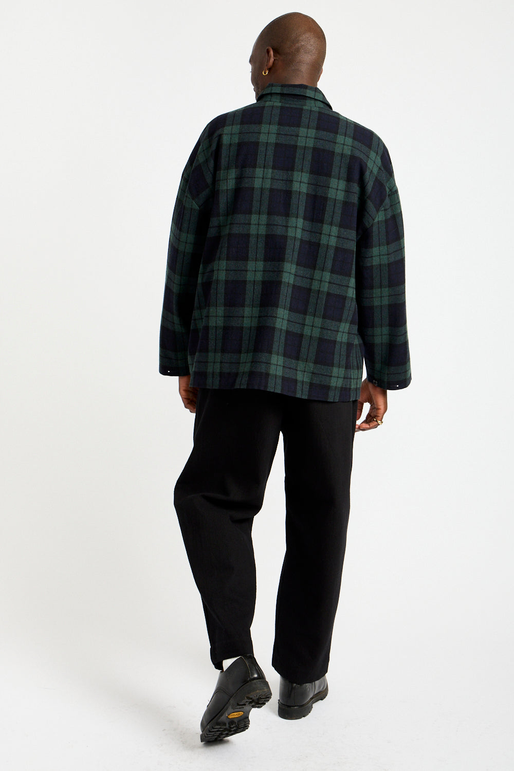 Field Shirt Two Irish Wool Check in Black, Navy + Green