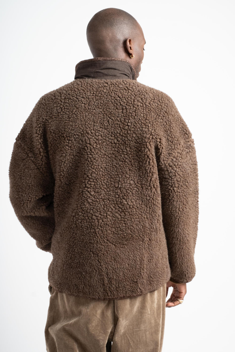 Fleece Jacket in Undyed Brown Organic Wool