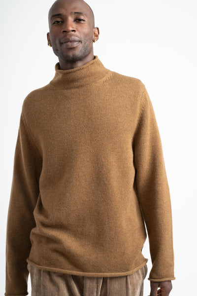 Rollneck Sweater in Dark Ochre Cashmere Lambswool