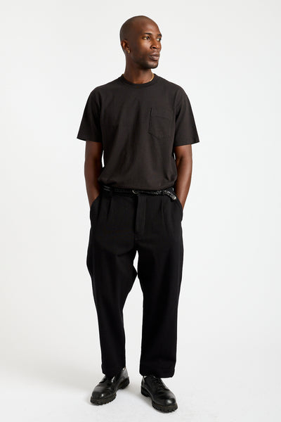 Single Pleat Pant Cotton Kersey in Black