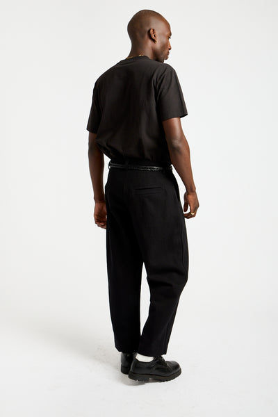 Single Pleat Pant Cotton Kersey in Black