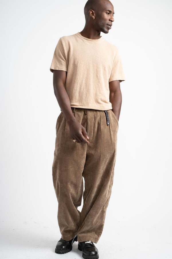 Two Pleat Pant in Natural Dye Corduroy