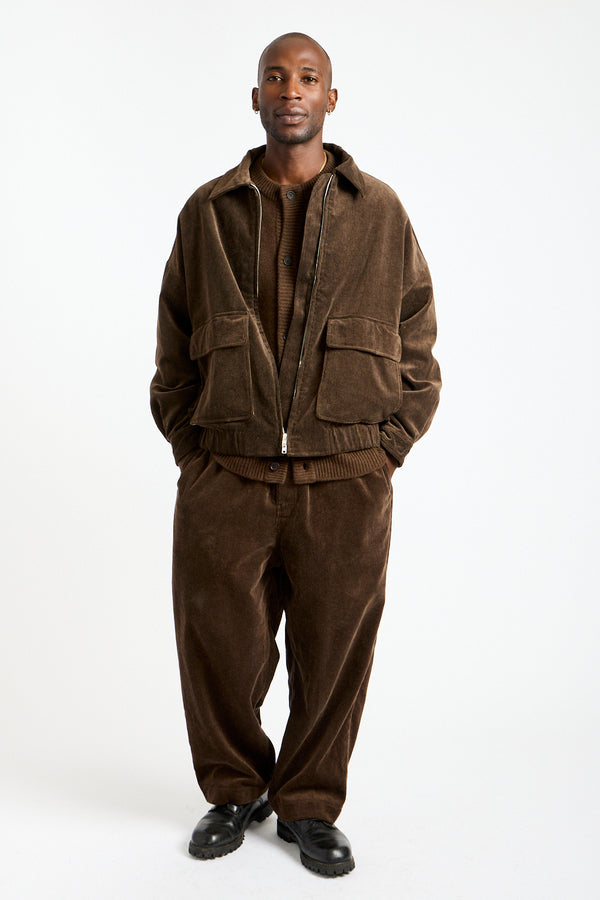 Zip Jacket Two Sumi Ink Corduroy in Brown