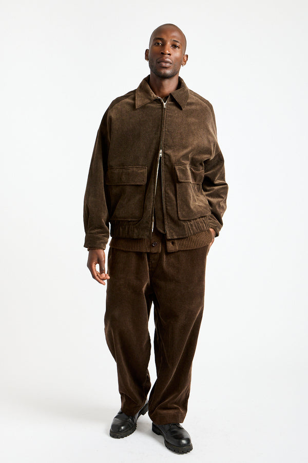 Zip Jacket Two Sumi Ink Corduroy in Brown
