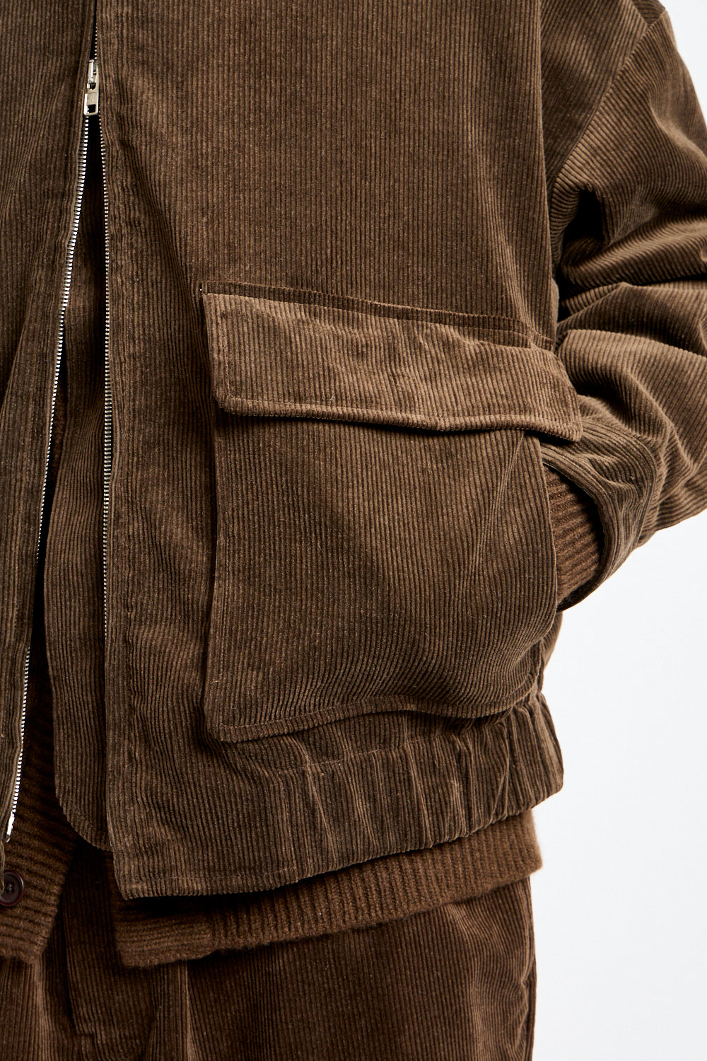 Zip Jacket Two Sumi Ink Corduroy in Brown