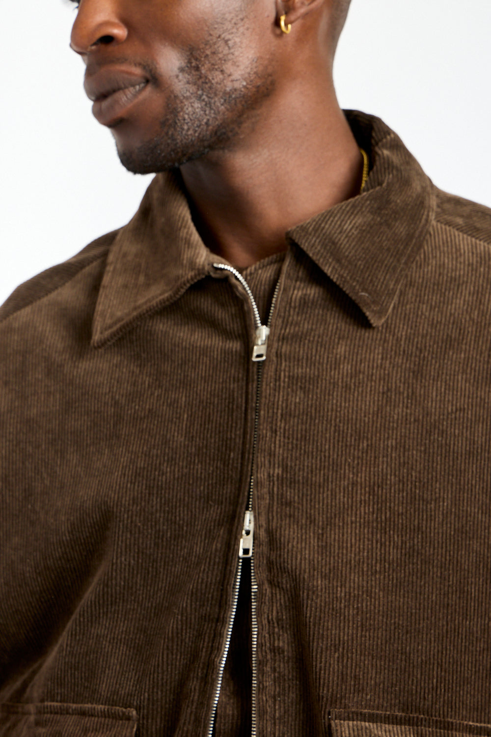 Zip Jacket Two Sumi Ink Corduroy in Brown