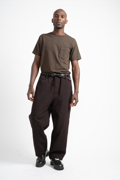 Elastic Pant in Brown Gabardine