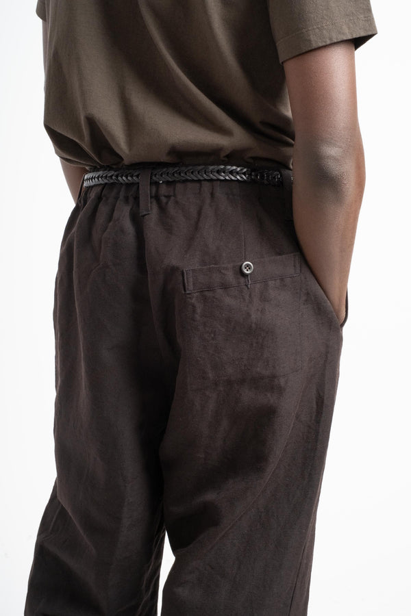 Elastic Pant in Brown Gabardine