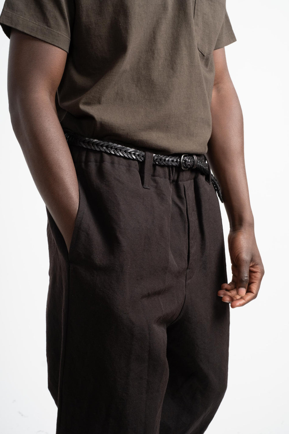 Elastic Pant in Brown Gabardine