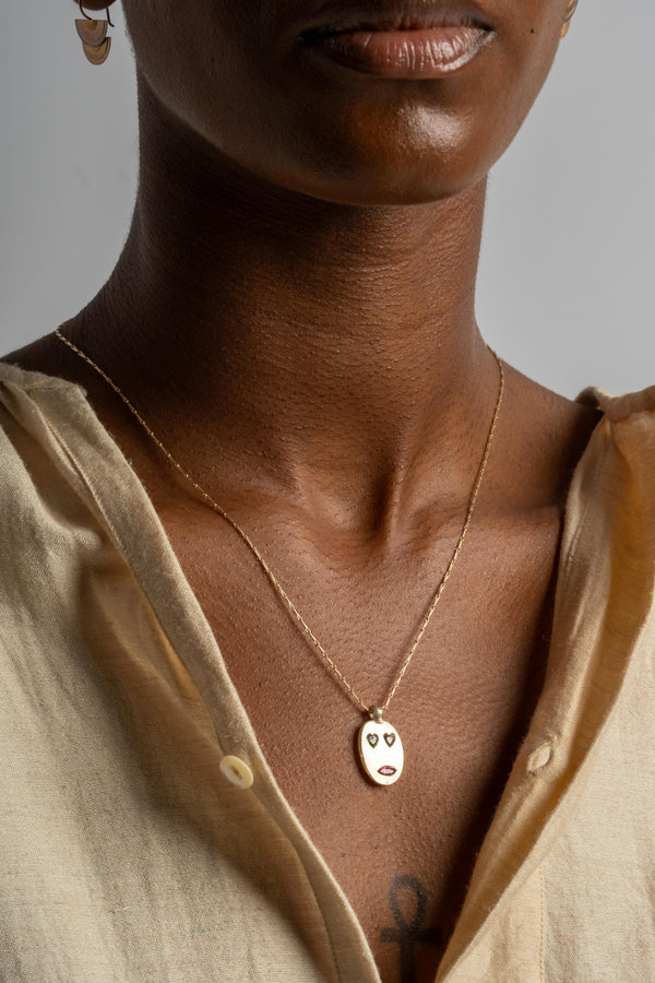 9K Sapphire Mask Pendant No. 35
