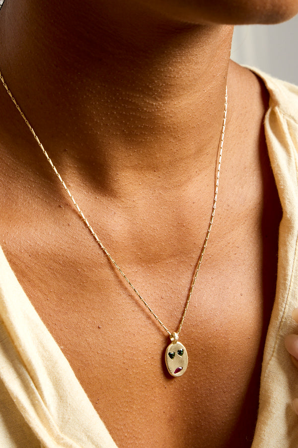 9K Sapphire Mask Pendant No. 36