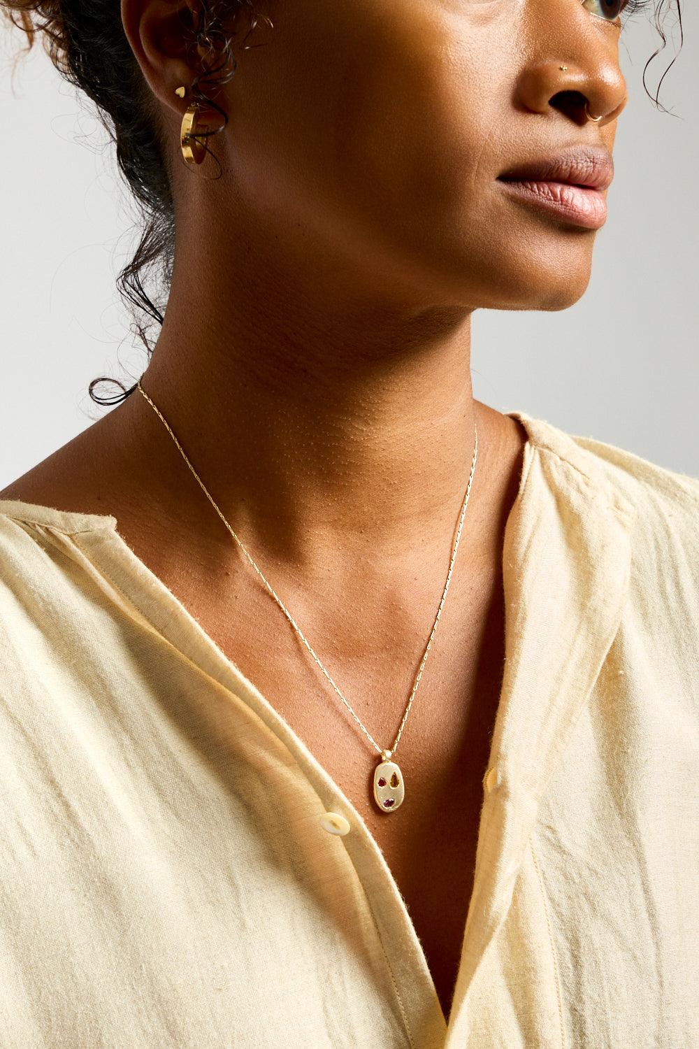 9K Sapphire Mask Pendant No. 37