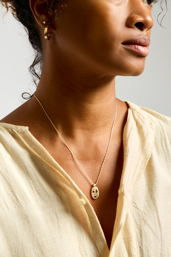 9K Sapphire Mask Pendant No. 37