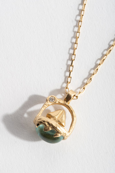 Azimuth Aquamarine + Cognac Diamond Pendant