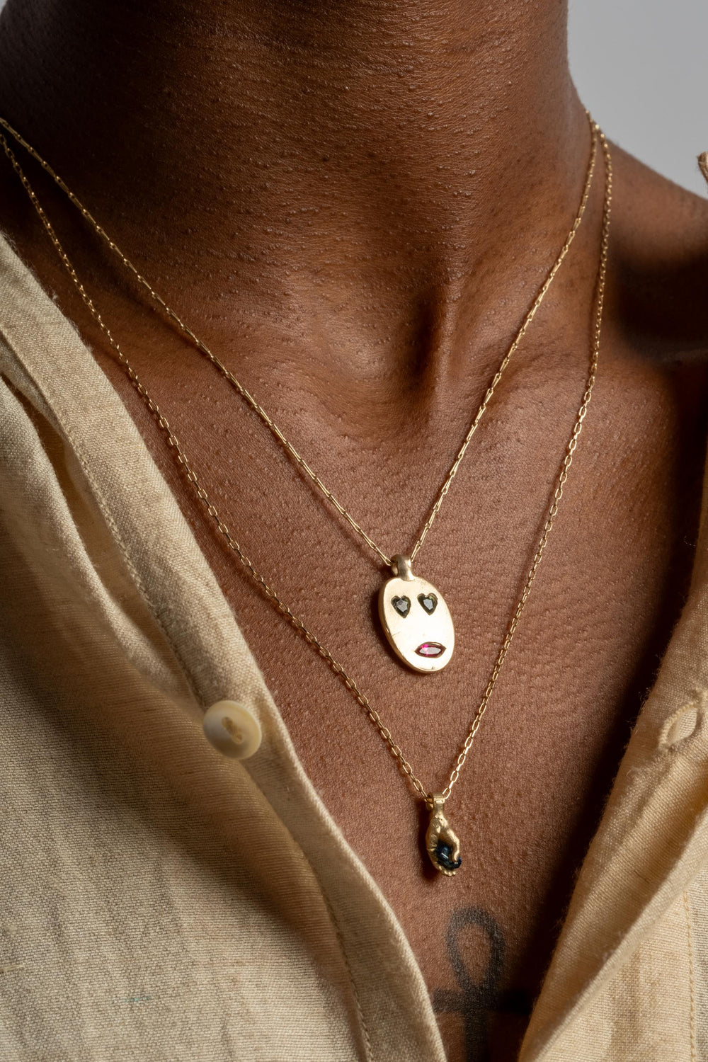 Blue Octagon Hand Pendant