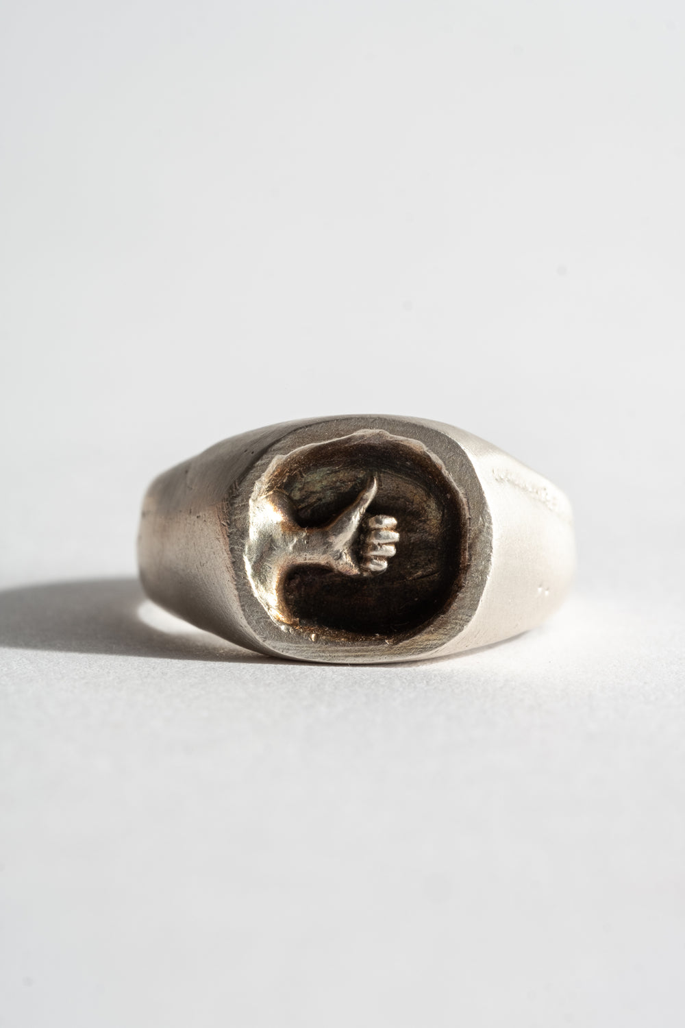 Sterling Thumb's Up Signet Ring