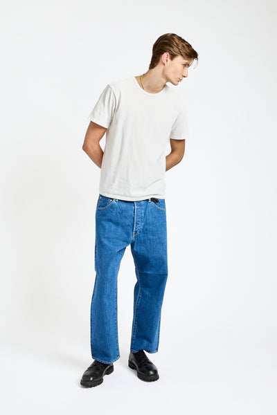 Wide Tapered Denim Pant in Blue