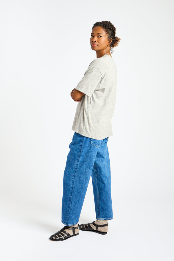 Wide Tapered Denim Pant in Blue