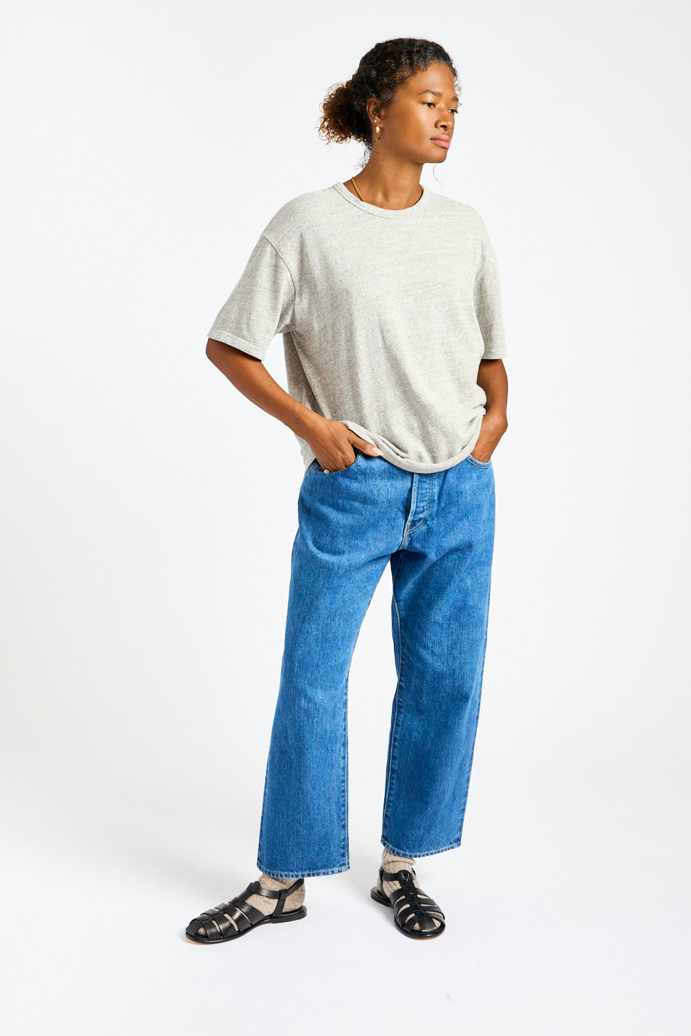 Wide Tapered Denim Pant in Blue