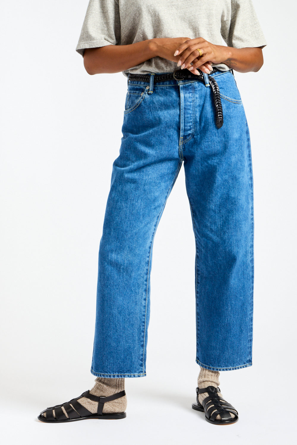 Wide Tapered Denim Pant in Blue