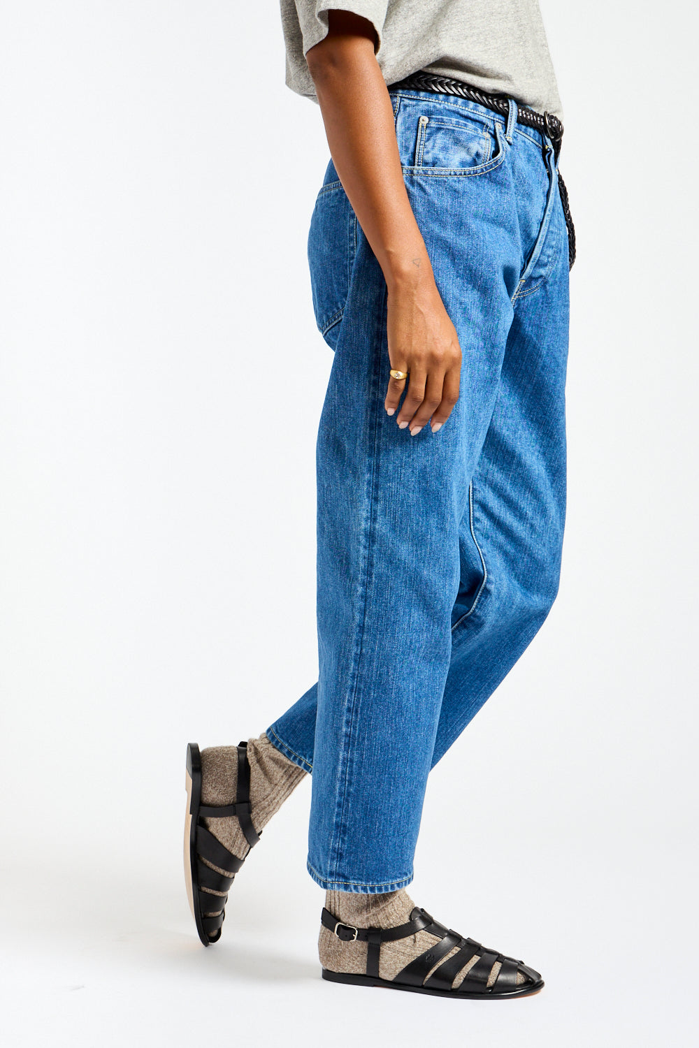 Wide Tapered Denim Pant in Blue
