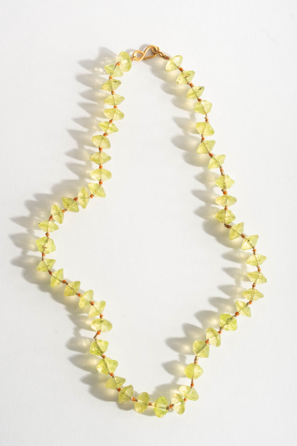 22K + Antique African Green Glass Bead Strand