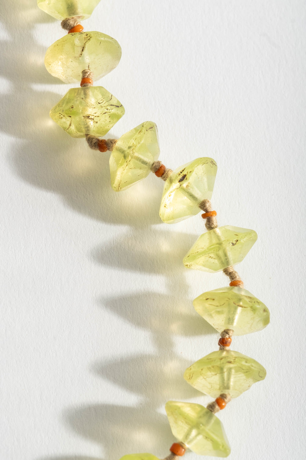 22K + Antique African Green Glass Bead Strand