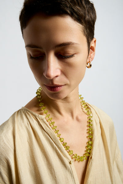 22K + Antique African Green Glass Bead Strand