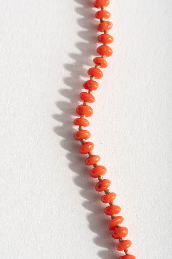 22K + Small Oval Coral Bead Strand